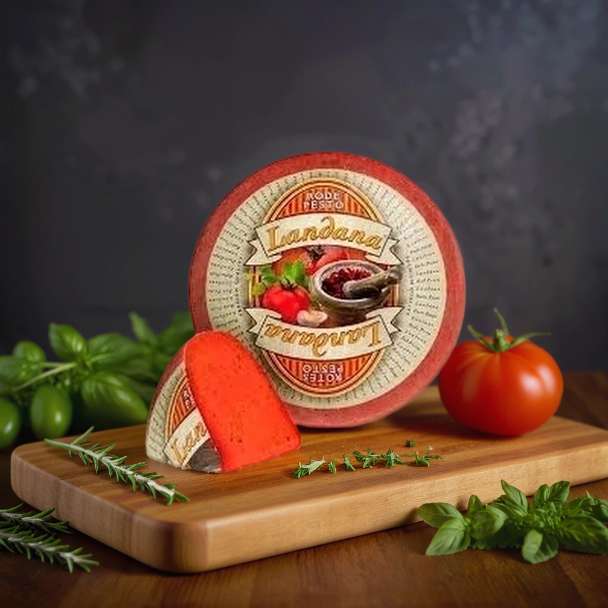 Полутвердый сыр c  красным песто, Landana rotes pesto, 250 гр.